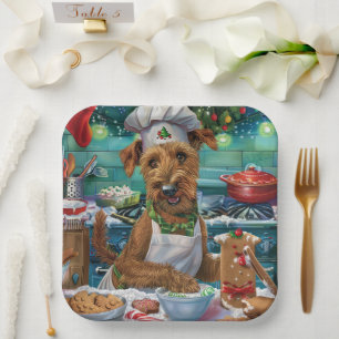 Irish Terrier Holiday Baking: Festive Christmas Paper Plate