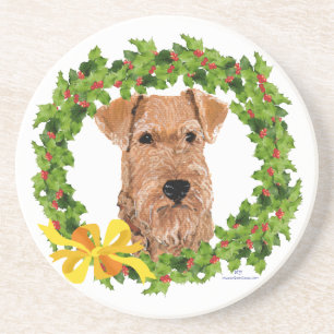 Irish Terrier Holly Wreath Coaster