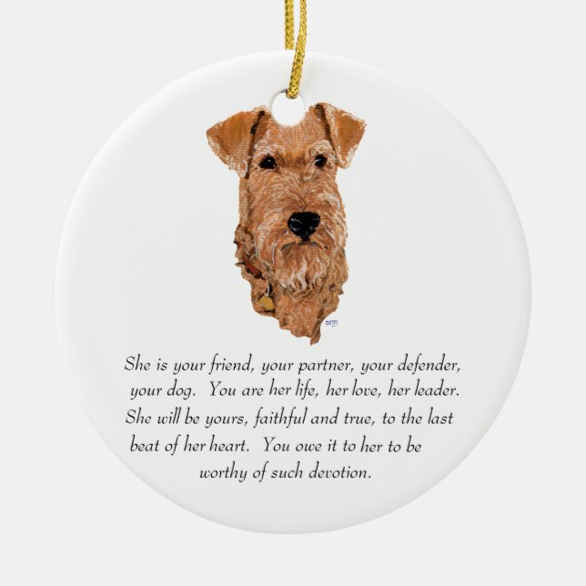 Irish Terrier Keepsake - Female Ceramic Tree Decoration (Front)
