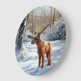 Irish Terrier Let It Snow Christmas Large Clock