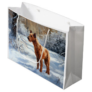 Irish Terrier Let It Snow Christmas Large Gift Bag