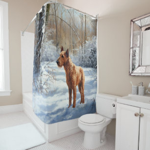 Irish Terrier Let It Snow Christmas Shower Curtain