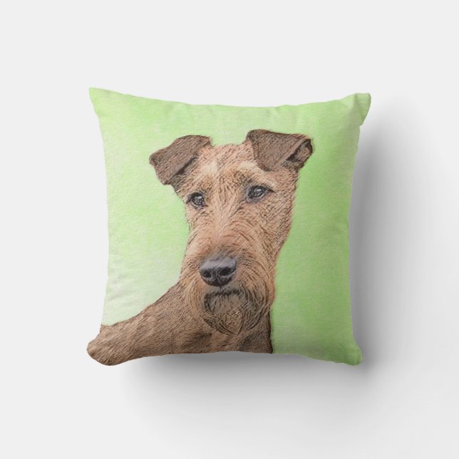 Irish Terrier Painting - Cute Original Dog Art Cushion (Front)