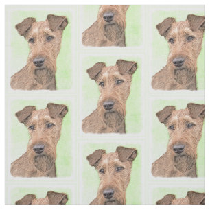 Irish Terrier Painting - Cute Original Dog Art Fabric