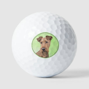 Irish Terrier Painting - Cute Original Dog Art Golf Balls