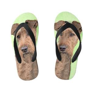 Irish Terrier Painting - Cute Original Dog Art Kid's Jandals