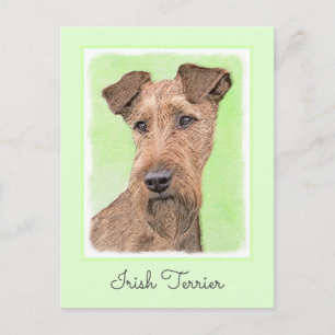 Irish Terrier Painting - Cute Original Dog Art Postcard