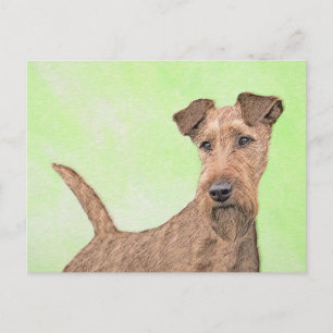 Irish Terrier Painting - Cute Original Dog Art Postcard