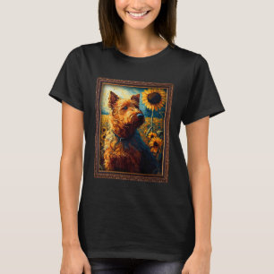 Irish Terrier Painting Sunflower Flower Mom Women  T-Shirt