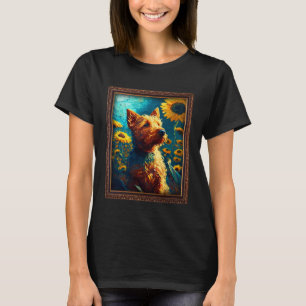 Irish Terrier Painting Sunflower Flower Mum Women T-Shirt