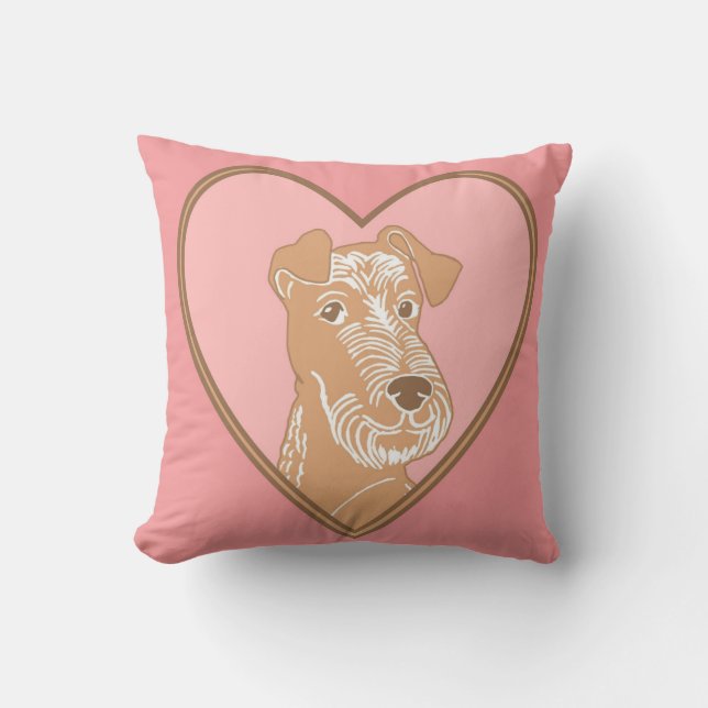 Irish Terrier Pink Heart Pillow (Front)