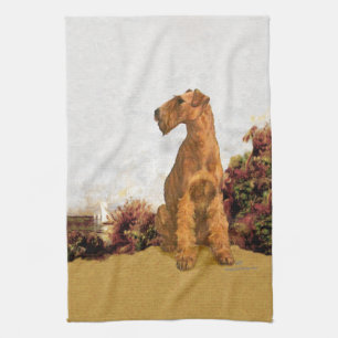 Irish Terrier Seaside Tea Towel