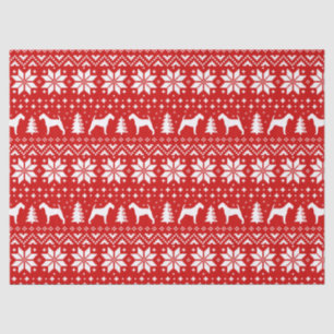 Irish Terrier Silhouettes Christmas Pattern Red Tissue Paper