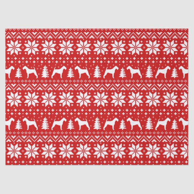 Irish Terrier Silhouettes Christmas Pattern Red Tissue Paper (Front)