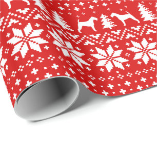 Irish Terrier Silhouettes Dogs Christmas Pattern Wrapping Paper