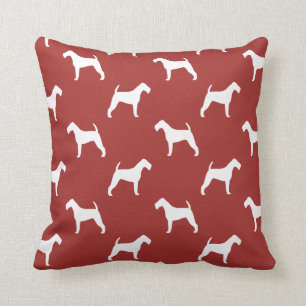 Irish Terrier Silhouettes Pattern Red Cushion