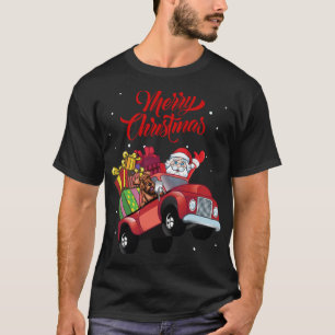 Irish Terrier With Santa Claus In Red Truck Dog T-Shirt