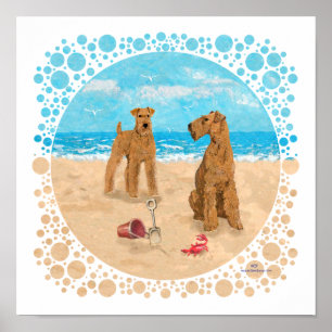 Irish Terriers Beach Poster