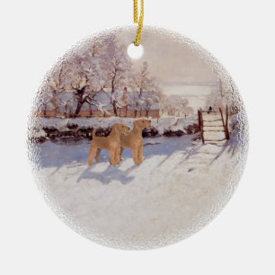Irish Terriers in Winter Ceramic Tree Decoration