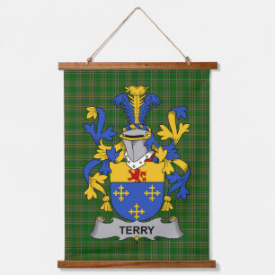 Irish Terry Coat of Arms Family Crest Hanging Tapestry