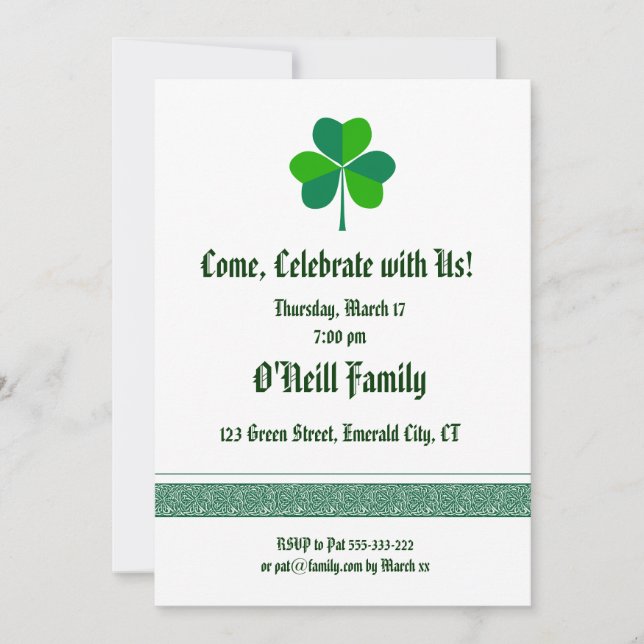 Irish themed Invitation (Front)