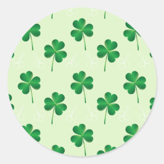 irish three leaves clover pattern classic round sticker