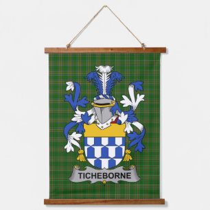 Irish Ticheborne Coat of Arms Family Crest Hanging Tapestry