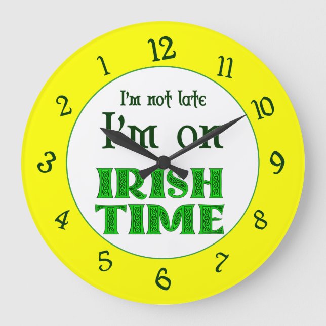 Irish Time Backwards Numbers Clock (Front)