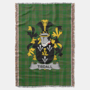  Irish Tisdall or Tisdale Coat of Arms Family Cres Throw Blanket