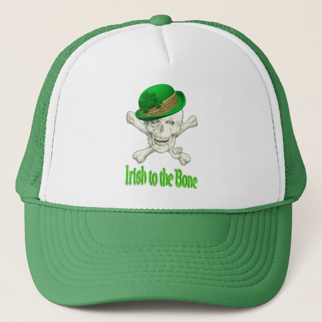 Irish to the bone funny Green st patrick's day Hat (Front)