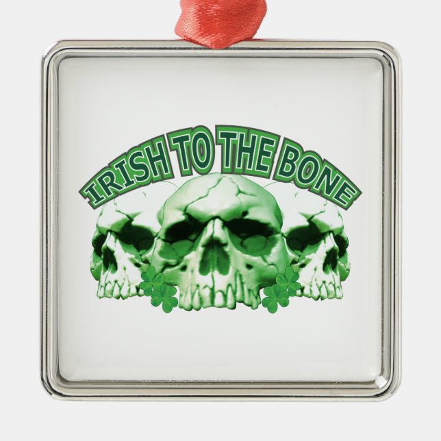 Irish to the Bone Skull Metal Tree Decoration (Front)