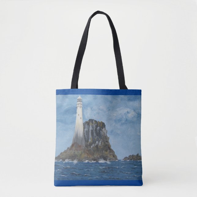 Irish Tote Bag, Fastnet Lighthouse, Cork Ireland Bag (Front)