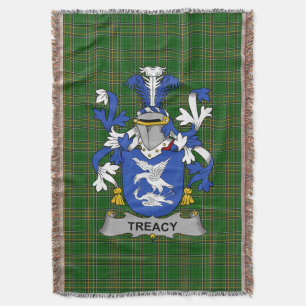  Irish Treacy or Tracy Coat of Arms Family Crest I Throw Blanket