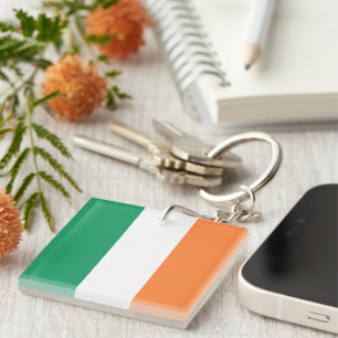 Irish tricolour flag patriotic modern key ring