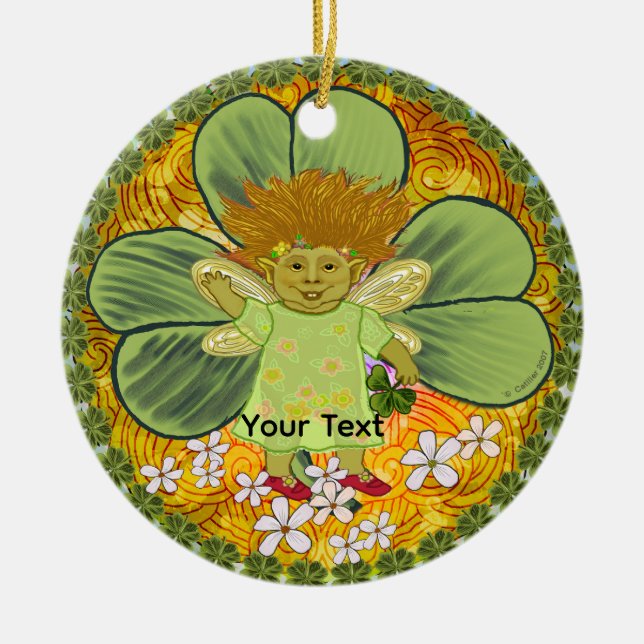 Irish Troll  Ceramic Tree Decoration (Front)