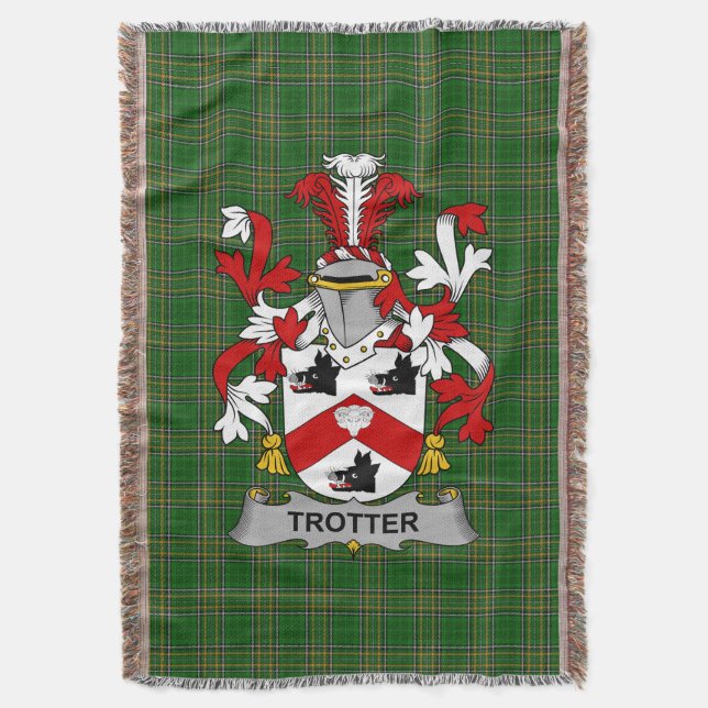  Irish Trotter Coat of Arms Family Crest Ireland Throw Blanket (Front Vertical)