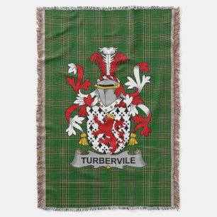  Irish Tubervile or Tuberville Coat of Arms Family Throw Blanket