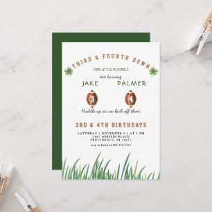 Irish Twins Huddle Up Football Birthday Party Invitation