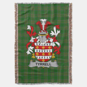  Irish Tyrrell or Terrell Coat of Arms Family Cres Throw Blanket