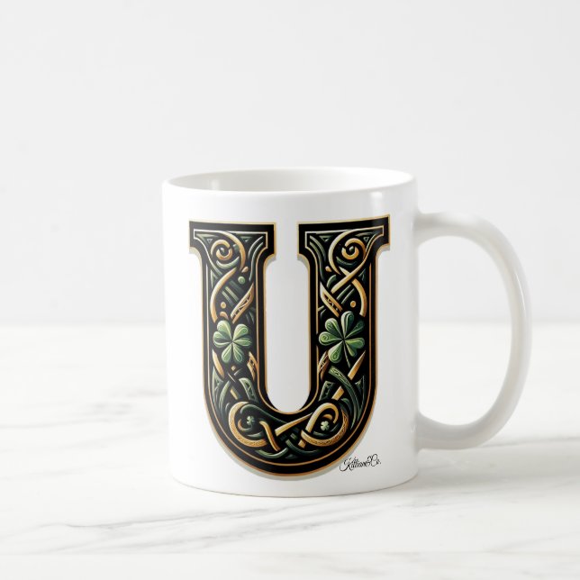 Irish U Monogram Coffee Mug (Right)