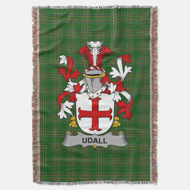  Irish Udall Coat of Arms Family Crest Ireland Throw Blanket (Front Vertical)