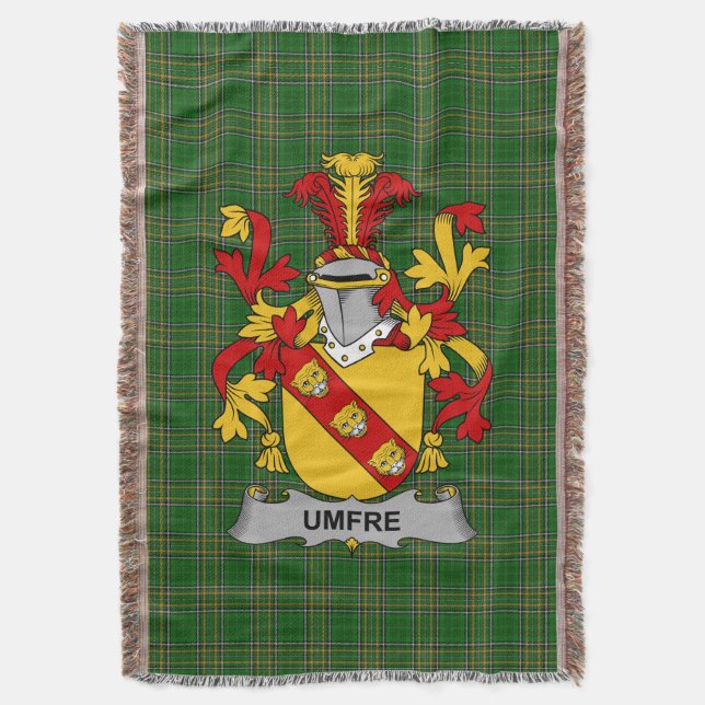  Irish Umfre Coat of Arms Family Crest Ireland Throw Blanket (Front Vertical)