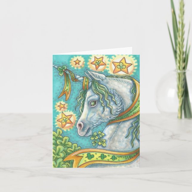 IRISH UNICORN HAPPY ST. PATRICK'S DAY CARD Blank (Front)