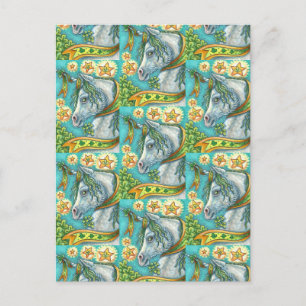 IRISH UNICORN, ST. PATRICK'S DAY FANTASY HORSE HOLIDAY POSTCARD