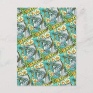 IRISH UNICORN, ST. PATRICK'S DAY FANTASY HORSE HOLIDAY POSTCARD