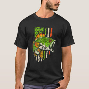 Irish US American Flag Fishing Fish St Patricks Da T-Shirt