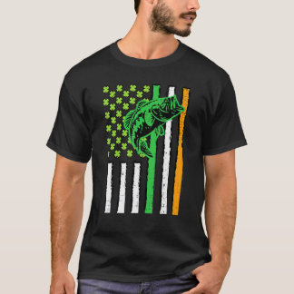 Irish Us American Flag Fishing Fish St Patricks Da T-Shirt