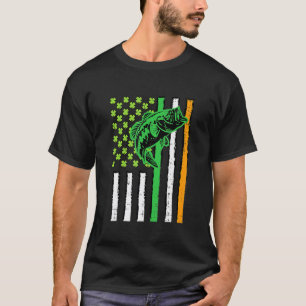Irish Us American Flag Fishing Fish St Patricks Da T-Shirt
