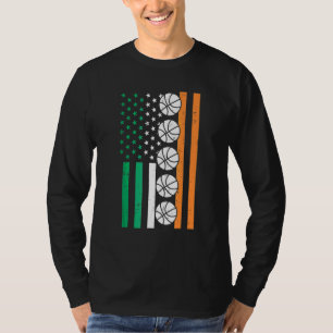 Irish Us Flag Basketball St Patricks Day Sports Pa T-Shirt