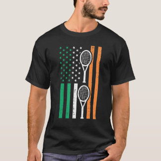 Irish Us Flag Tennis Racket St Patricks Day Sports T-Shirt